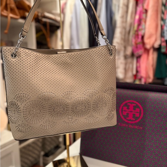 Tory Burch Gray Leather Shoulder Bag - Picture 6 of 6